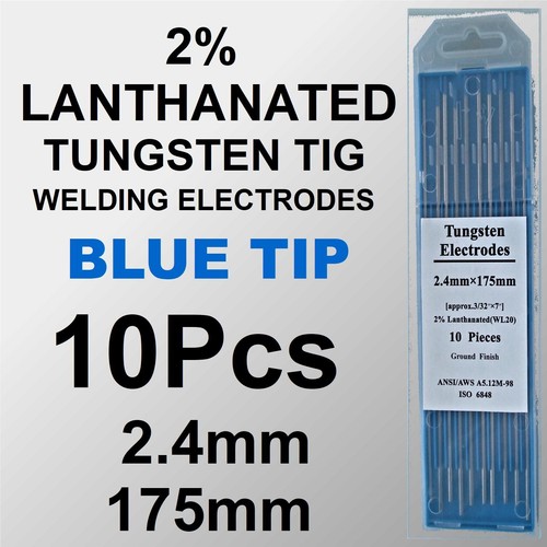 10pc 2.4mm X 175mm 2 Lanthanated Tungsten TIG Welding Electrode WL20