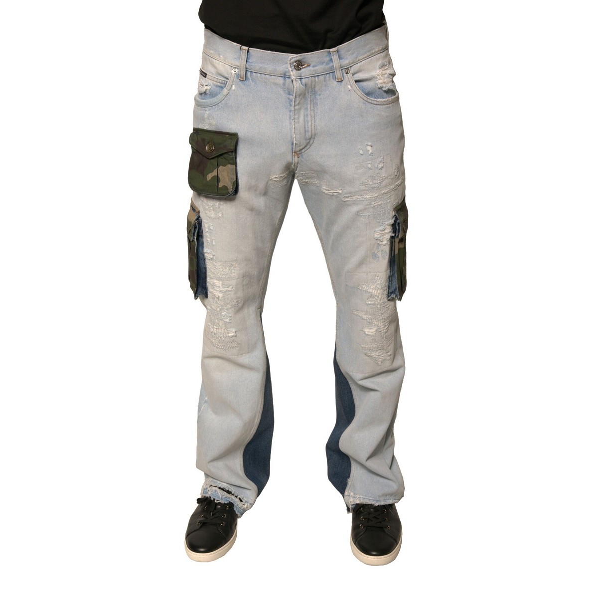 DOLCE & GABBANA Jeans Light Blue Cotton Cargo Straight Denim IT48 