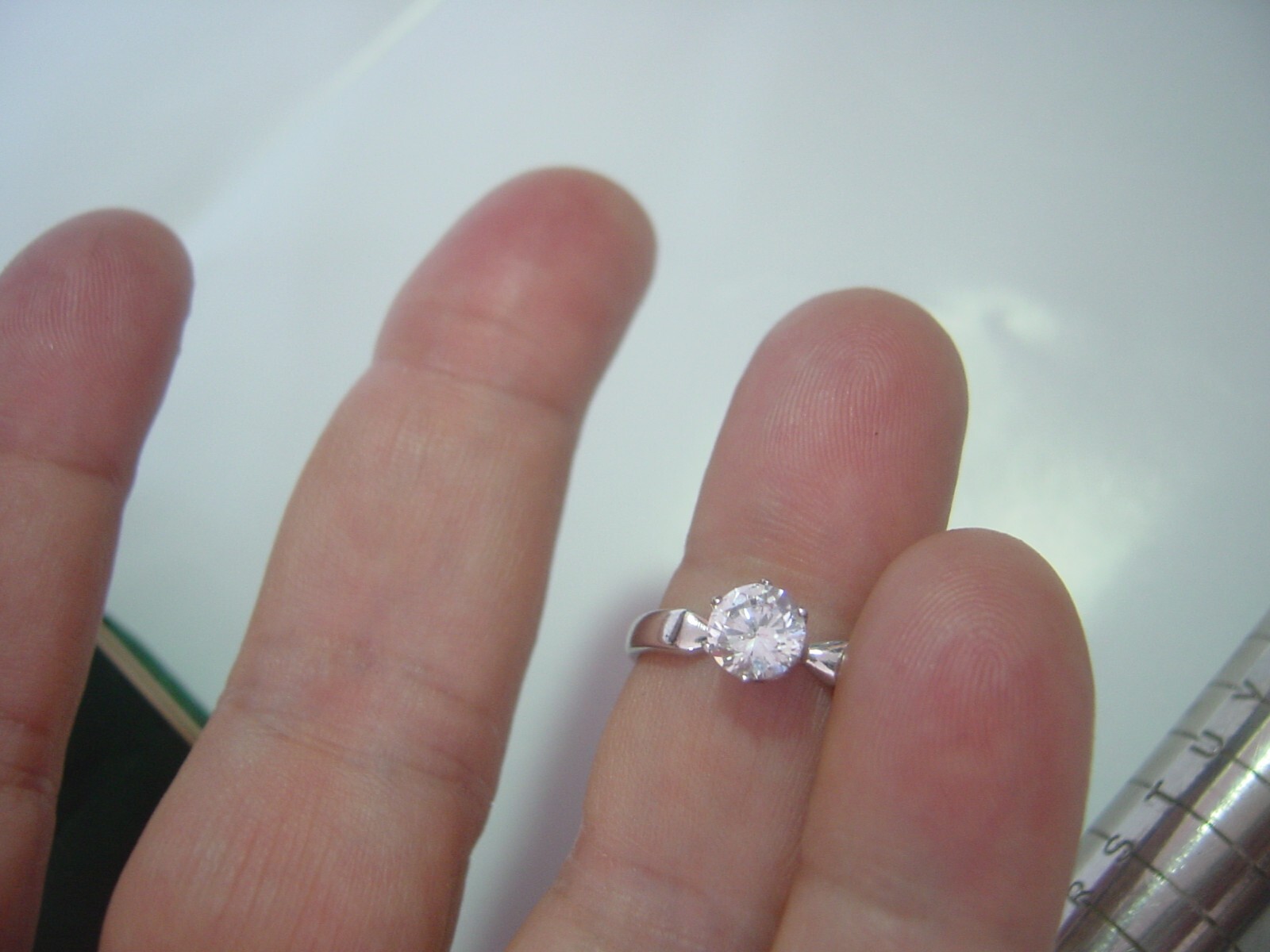 BEAUTIFUL SOLID SILVER RING-SUPERB SINGLE SPARKLY… - image 8