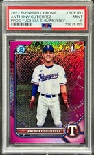 2022 Bowman Chrome Anthony Gutierrez Fuchsia Shimmer Refractor 065/199 PSA 9