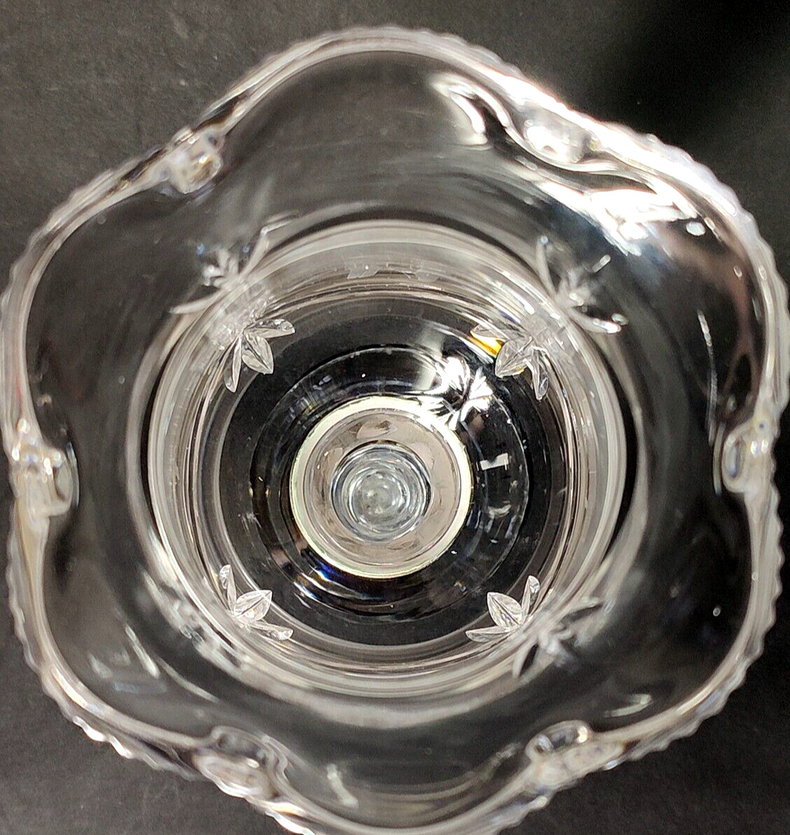 STUART CRYSTAL FOUR SEASON HURRICANE LAMP, Cut Lead Crystal & Silverplate, 14"