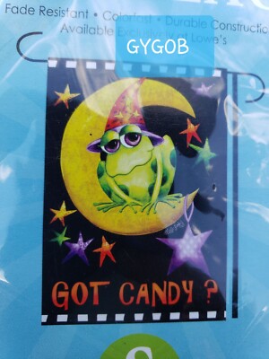 GOT CANDY? FROG 12.5'' x 18'' PORCH FLAG Halloween Frog FALL SEASONAL