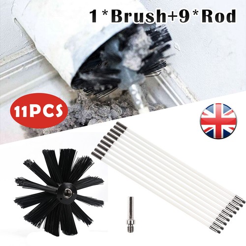 Flexible Chimney Sweep Set Flue Sweeping Brush & Rod Kit Soot Cleaning