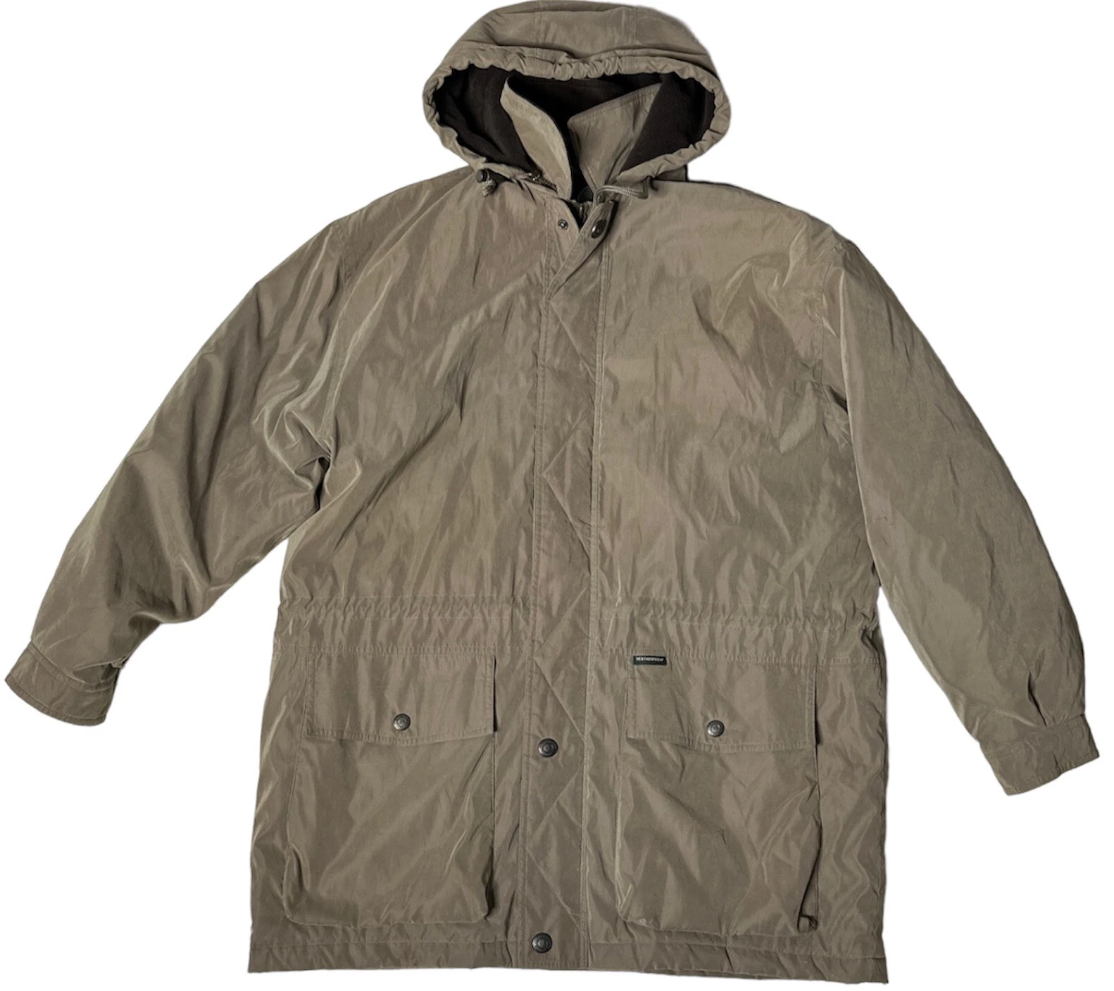 Weatherproof Olive Green Jacket Insulated Hooded Full Zip Men's Large Pre Owned