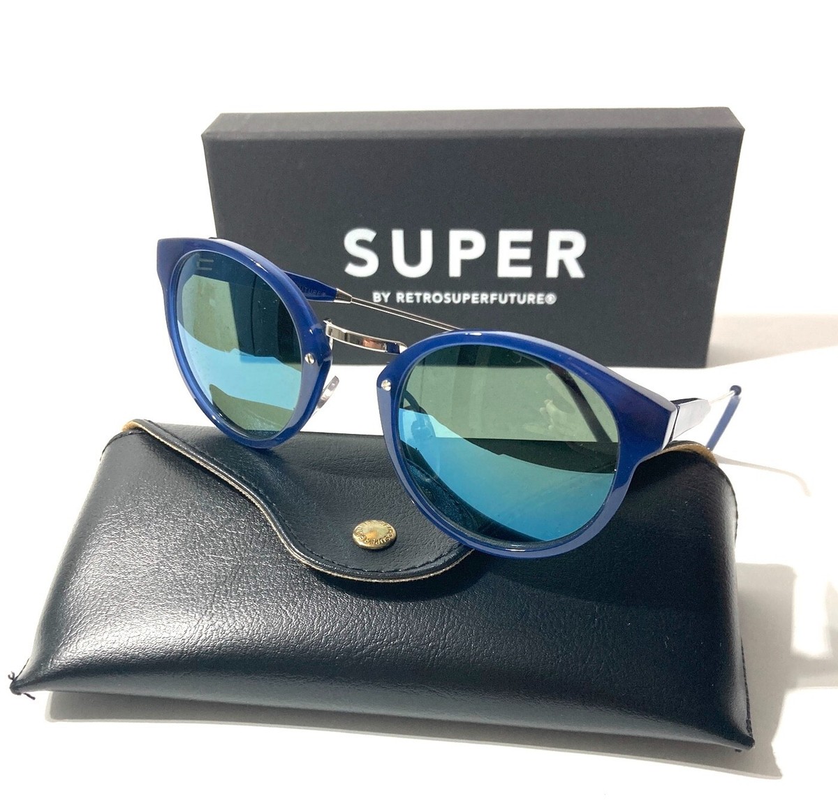RetroSuperFuture Iridescent Blue-Green Mirrored Sunglass Lenses Retro Super Future® - Miles Sunglasses | Specs Collective main image 2