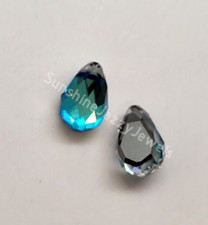 2pc Swarovski Crystal Bermuda Blue 3/4 Flatback 12x8mm Teardrop 4872 Fancy Stone