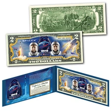 SPACEX F9 & Dragon Rocket Spacecraft NASA astronauts May 30, 2020 U.S. $2 Bill 
