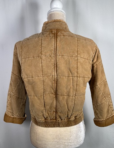 Chelsea & Violet Girls Junior Bomber Jacket Coat Medium Distressed Brown Camel - Picture 7 of 15