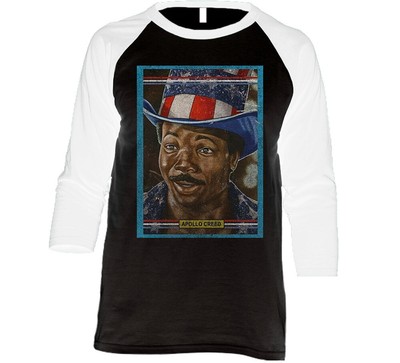 Apollo Creed Vintage Retro Sports Trading Card Distressed Look Raglan 3/4 Sleeve