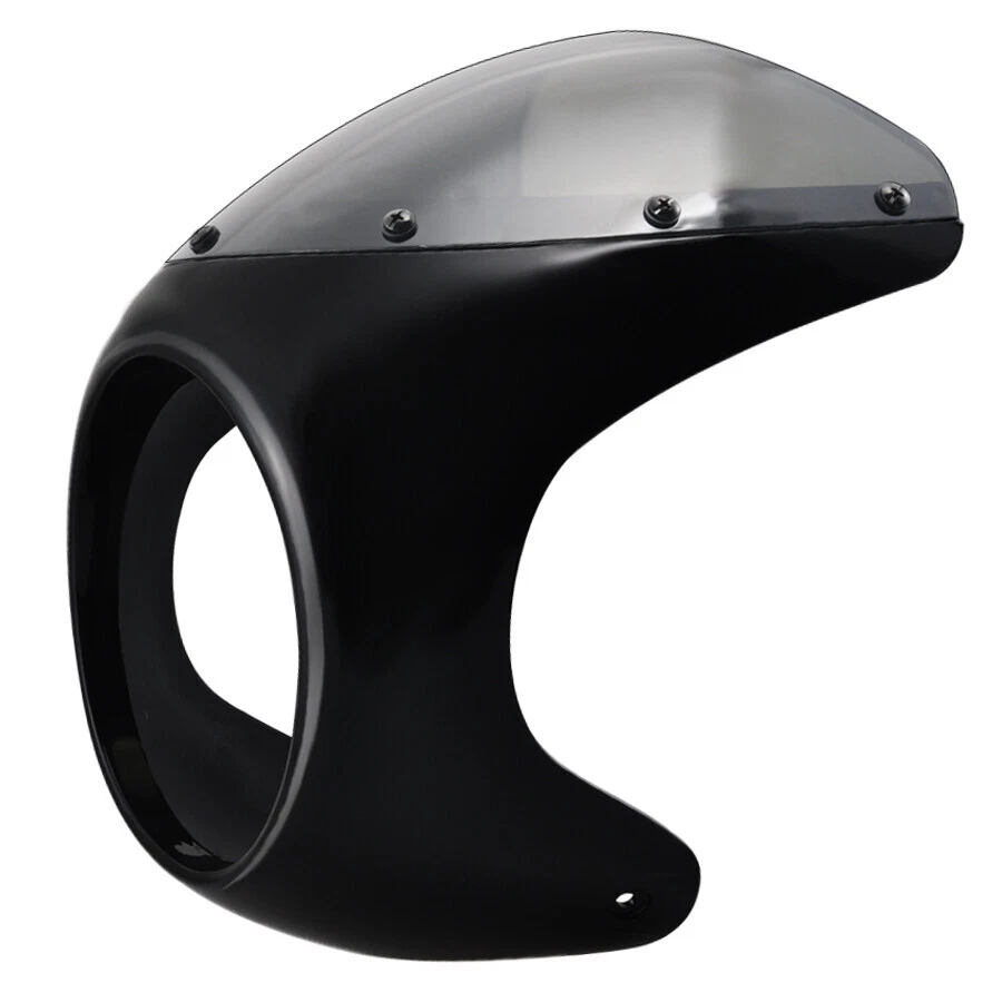 Cubierta de faro de motocicleta de 7" negra carenado parabrisas universal para café racer Foto 3 de 4