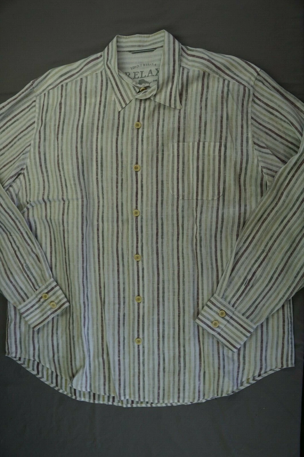 Tommy Bahama Long Sleeve Button Front 100% Linen Casual Shirt. Men's XL, EUC!!