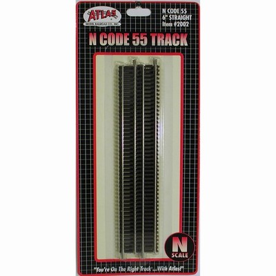 Atlas #2002 -  6'' Straight Track (6 sections) N Scale Code 55 Rails