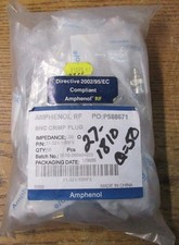 NEW NOS LOT OF 50 Amphenol 31-321-10RFX BNC Crimp Plug 50 Ohms RF Connector