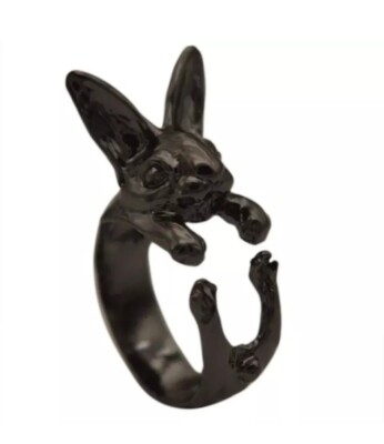 SCHWARZES KANINCHEN - VERSTELLBARER OFFENER BANDRING - GLÜCKLICHE DAMEN GESCHENKE UK