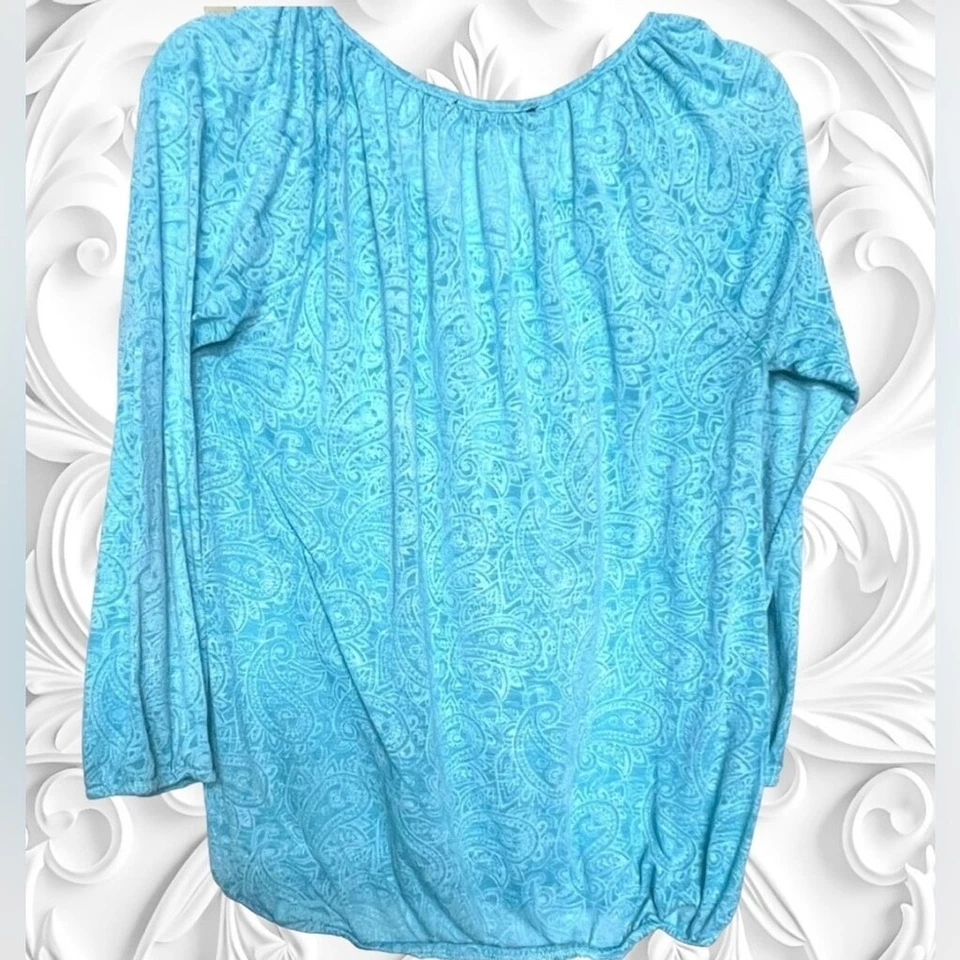 Camiseta deportiva informal ALLEGRA K talla mediana azul claro cachemira tejida manga larga Foto 2 de 4