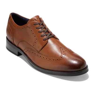 Cole Haan Men\'s OriginalGrand Wingtip Oxford in Black Leather/British Tan 10.5‎ Cole Haan Mens 13 Grand+ British Tan Leather Wingtip Oxford  main image 3