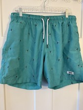 Trunks Surf  Swim Co Mens Swim Shorts Size Large Teal Toucans Mesh Lined