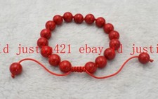 Natural 10mm Red Coral Round Gemstone Handmade Bracelet 7.5'' AAA