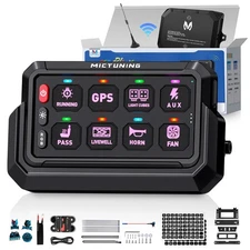 Wireless RGB 8 Gang Switch Panel Circuit Relay Control System Box Truck 12v-24v