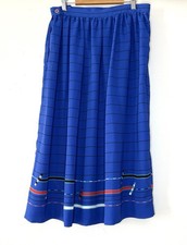 Vintage Chaus Blue Colorful Striped A-Line Skirt Womens 14 Semi-wrap Party Wear 