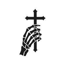 Skeleton Holding A Cross Vinyl Decal Bone Fingers Car Window Laptop sticker