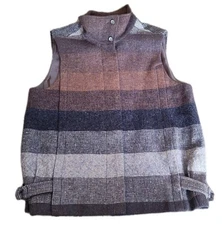 Vtg Avoca Ireland Womens Pure New Wool Sleeveless Knit Striped Sweater Vest L