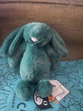 Jellycat Little Bashful TEAL bunny Plush Stuffed Animal NWT and Dust Bag