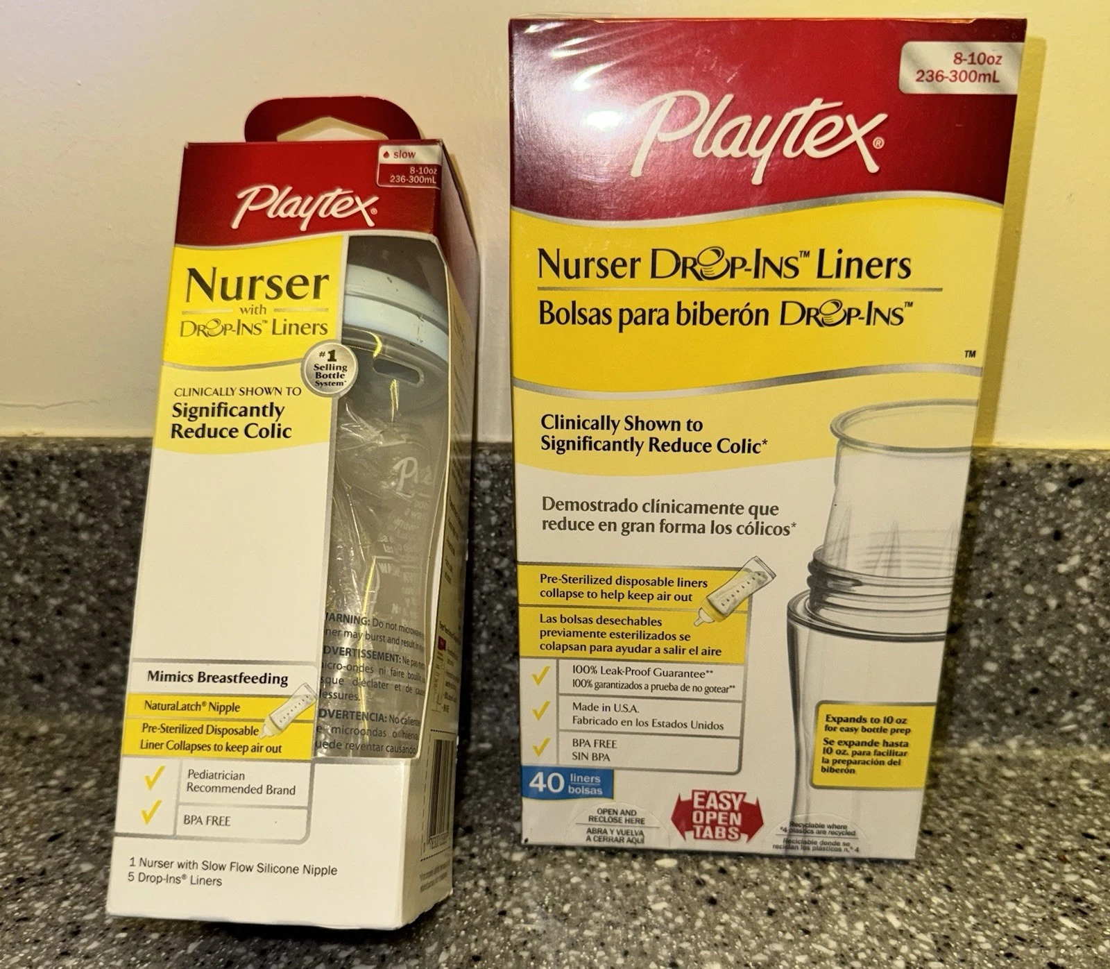 Playtex Drop-Ins Nurser Bottle With Box Of 40 Liners New Sealed