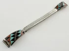 Vintage NA Navajo Teme V Signed Sterling Silver Watch Tips MISSING STONE As Is