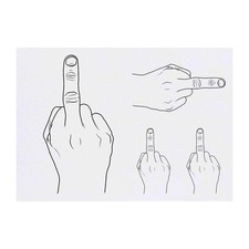 4 x 'Middle Finger' Temporary Tattoos / Transfers TO00050335 