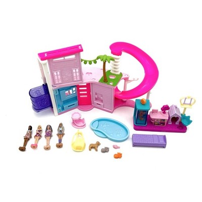 Mini Barbie Land Lot With DreamHouse Pet House + 4 Mini Dolls