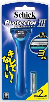 Schick Protector Three 3-Blade Razor Holder (2 Replacement Blades) Men Japan