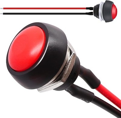 12mm 1/2 Inch Mounting Hole Mini Round Waterproof Momentary Push Bu Color: Red