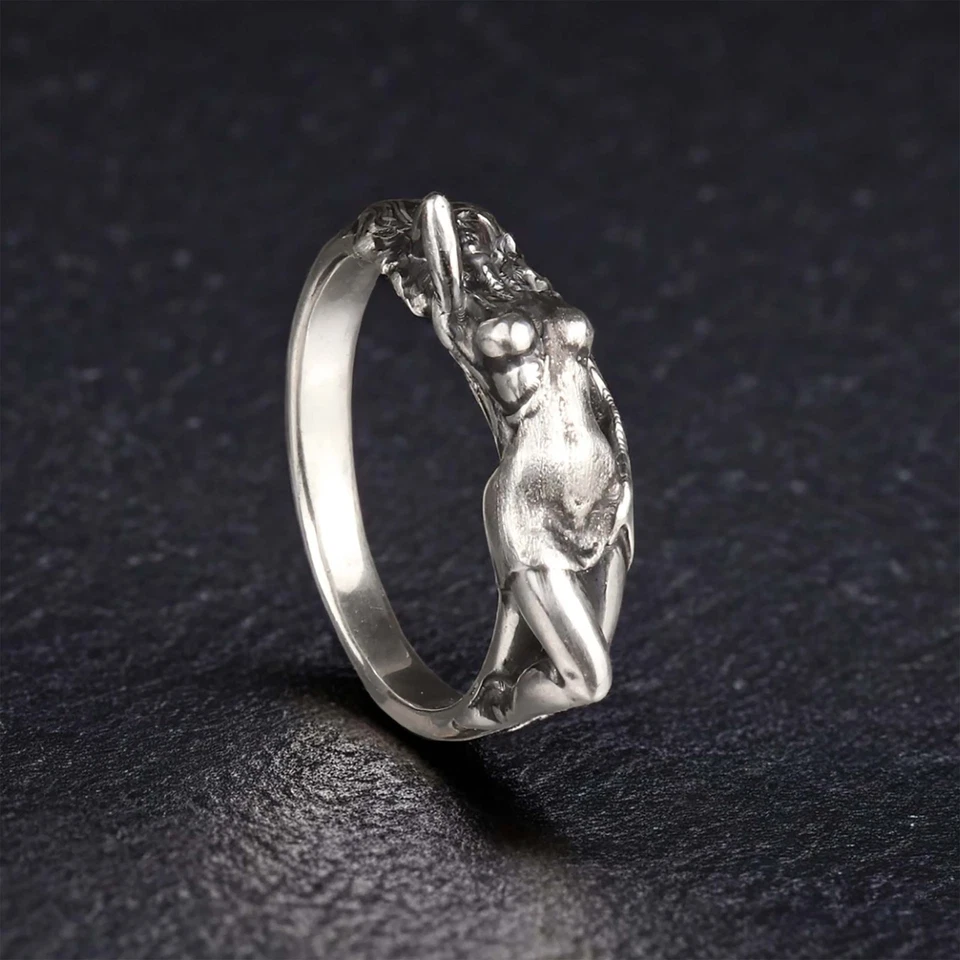 Anillo de plata esterlina para mujer desnuda, anillo erótico para dama, joyería desnuda para mujer Foto 3 de 4