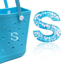 Letter Charms for Bogg Bag, Alphabet Blue Sequin Lettering Accessories Charm for