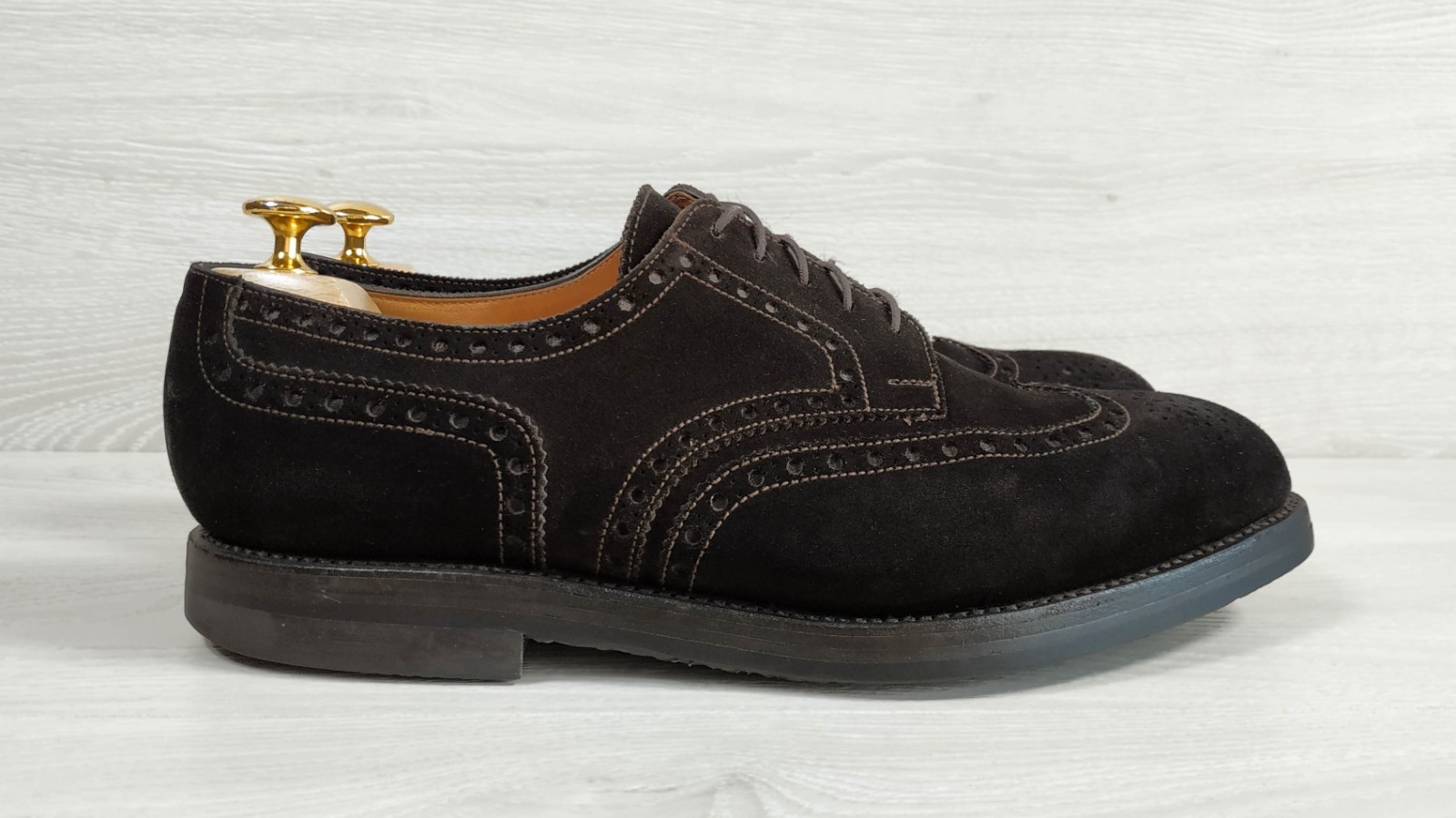 SAOLA EDUARD MEIER Calchi Scarpe Derby Brogue Uomo Marrone Scamosciato Taglia 9.5 EE (Ed Meier)