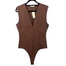 NWT Abercrombie  Fitch Bodysuit Womens XL Brown Sleeveless Seamed