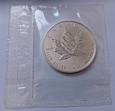 1 oz Silver - Canadian 5 Dollar - Maple Leaf Coin - Fine .9999 - 2002 Canada BU