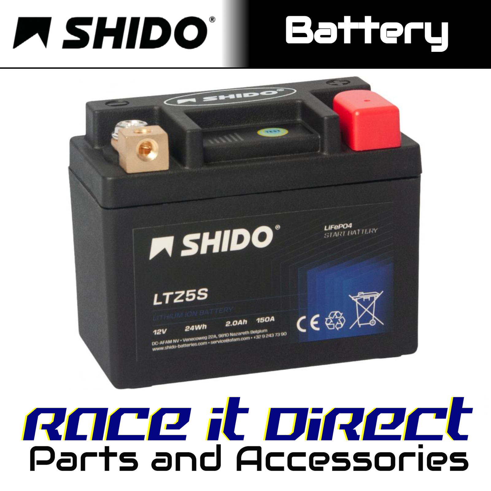 Battery for APRILIA 50 HS Scarabeo 1993-1997 5S SHIDO