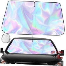 Foldable Universal Car Windshield Sun Shade with Iridescent Design