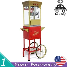 Movie Theater Popcorn Machine Cart w/ 12oz Stainless Steel Kettle Vintage Popper