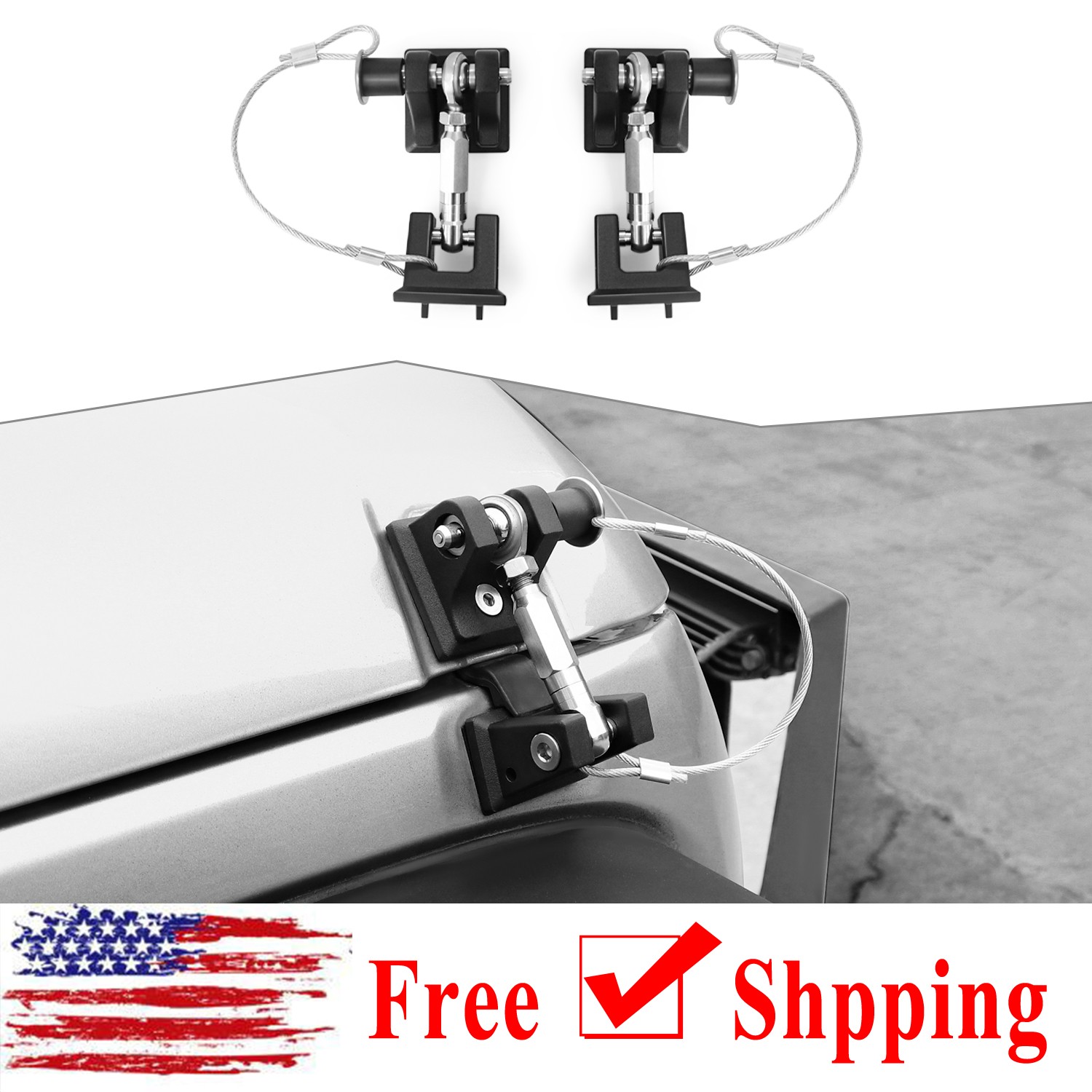 Aluminum Locking Hood Catch Latch Buckle  For Jeep Wrangler JK JKU 2007-17 Black