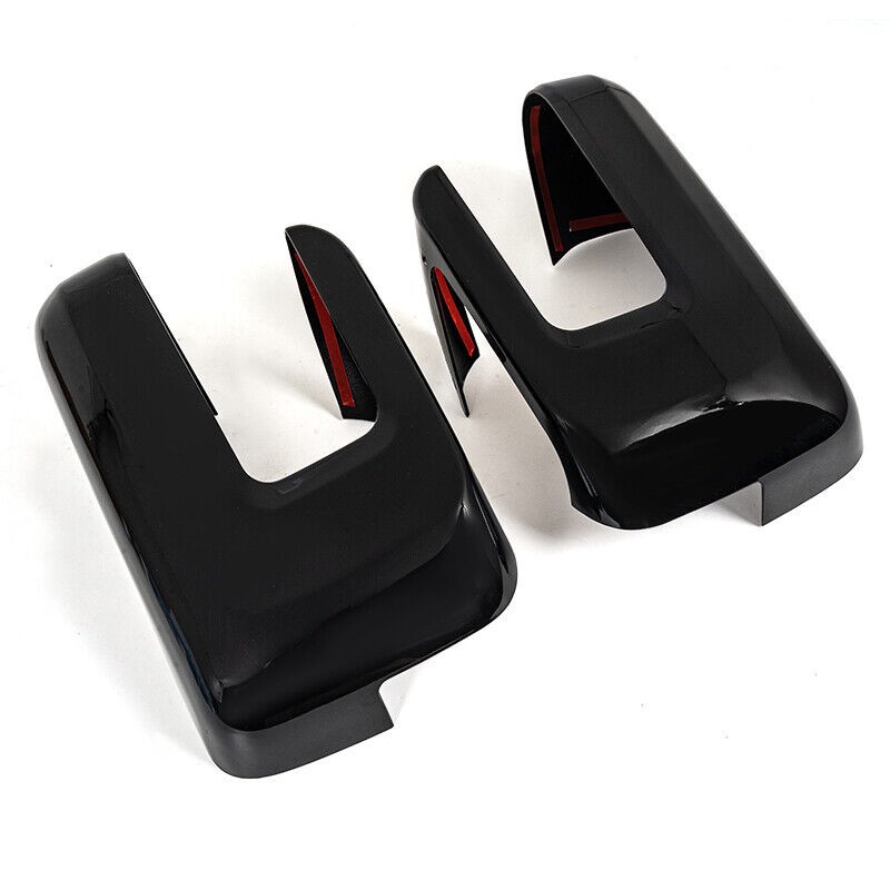 2X Gloss Black Side Door Mirror Cover 21-24 For Ford F150 W/Turn Signal Hole