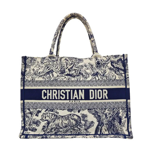 【Authentic】 DIOR Book Tote Blue Cloth Handbags (DDP)