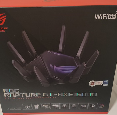 ASUS ROG Rapture GT-AXE16000 Quad-Band WiFi 6E Gaming Router 16Gbps 10G Ports