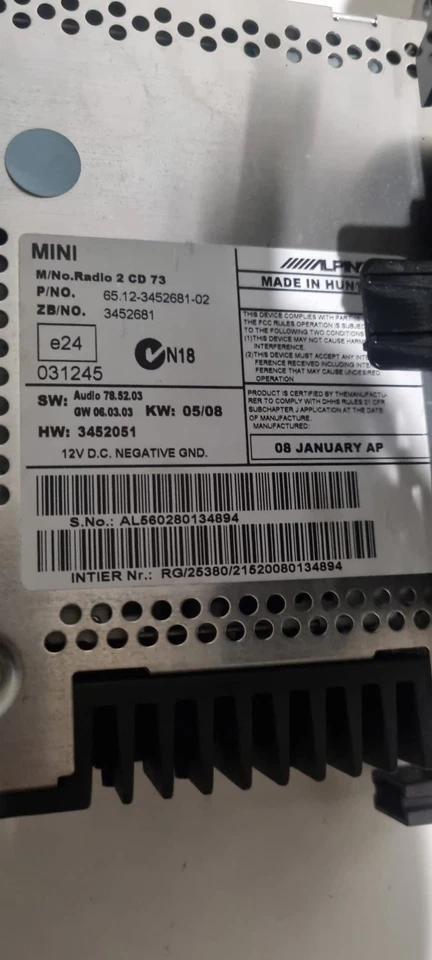 Autoradio-quadro Strumento Mini Cooper 2 Serie Anno 2006-2013 6512345268102 - Immagine 3 di 4