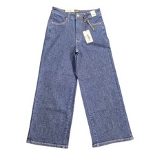Judy Blue High-Rise Wide Leg Crop Jeans Dark Blue Wash Womens Sz 3/26 Denim