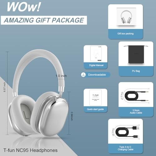 T-fun NC95 Hybrid Active Noise Cancelling Headphones Barbados | Ubuy - View #12