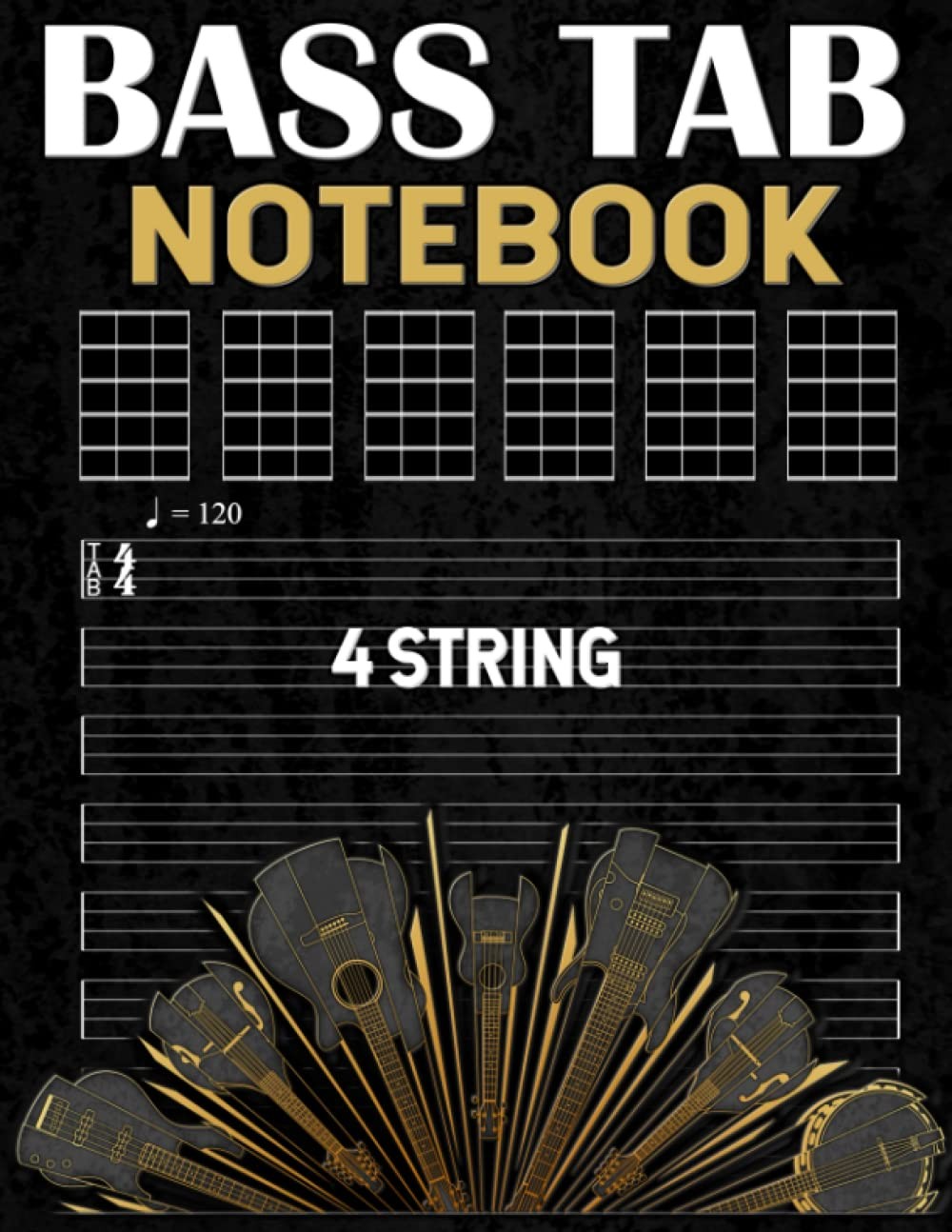 Bass Tab Notebook 4 String Bassist Tablature Blank Chord Boxes