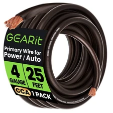 GEARit 4 Gauge 25' CCA Amplifier Power / Amp Ground Wire, Black/Blue/Red